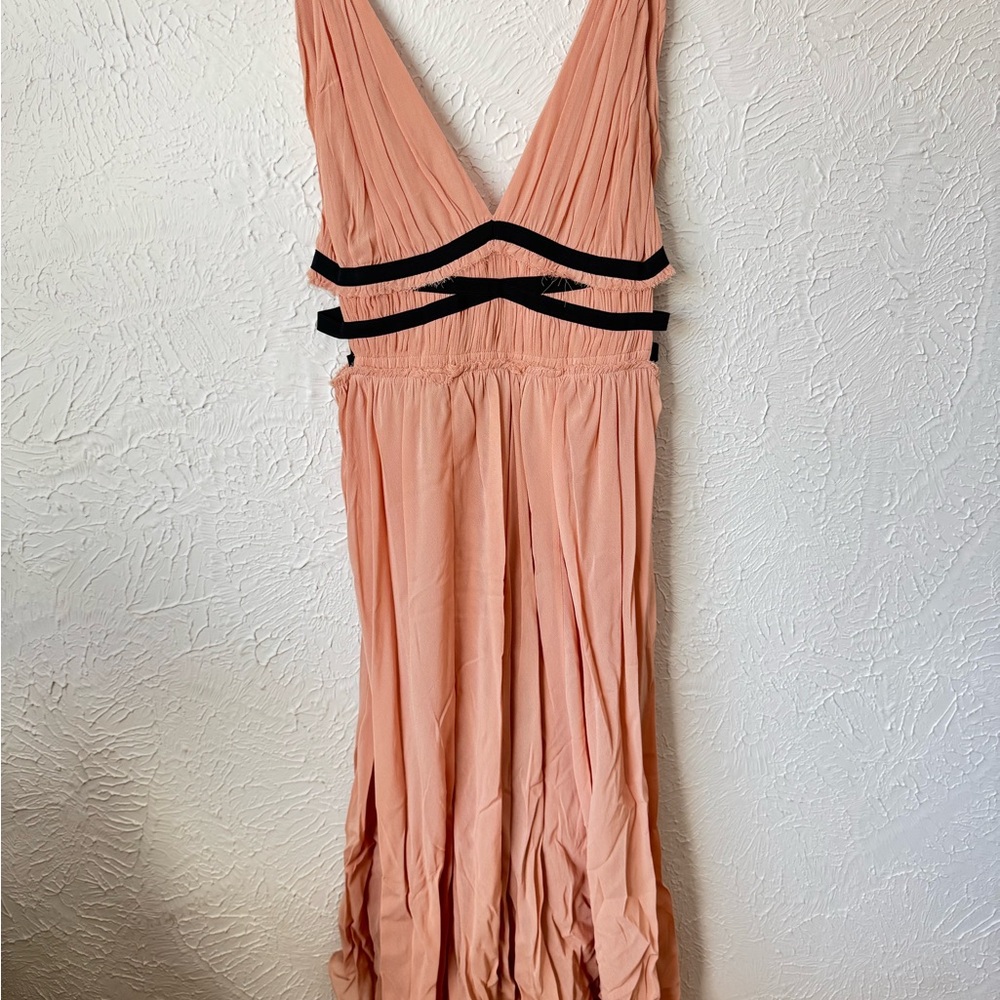 Zara Peach Backless Dress with Black Accents